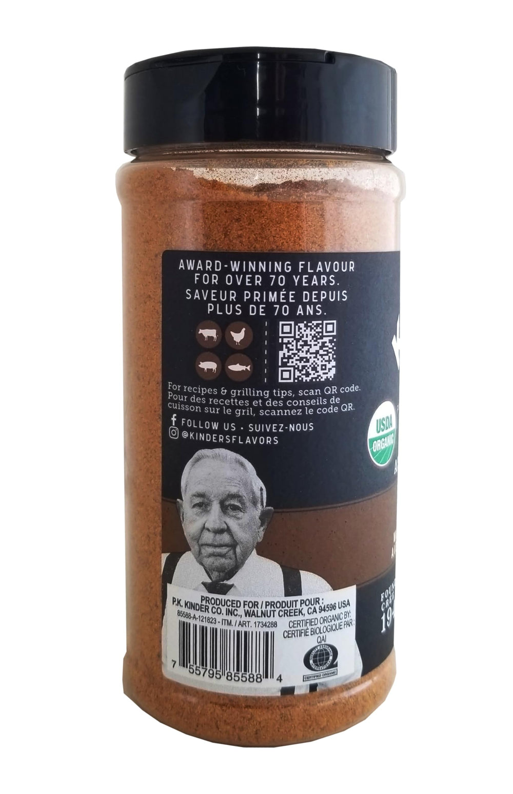 P.K. Kinder Co. Woodfired Garlic seasoning jar ready for roasting and grilling.