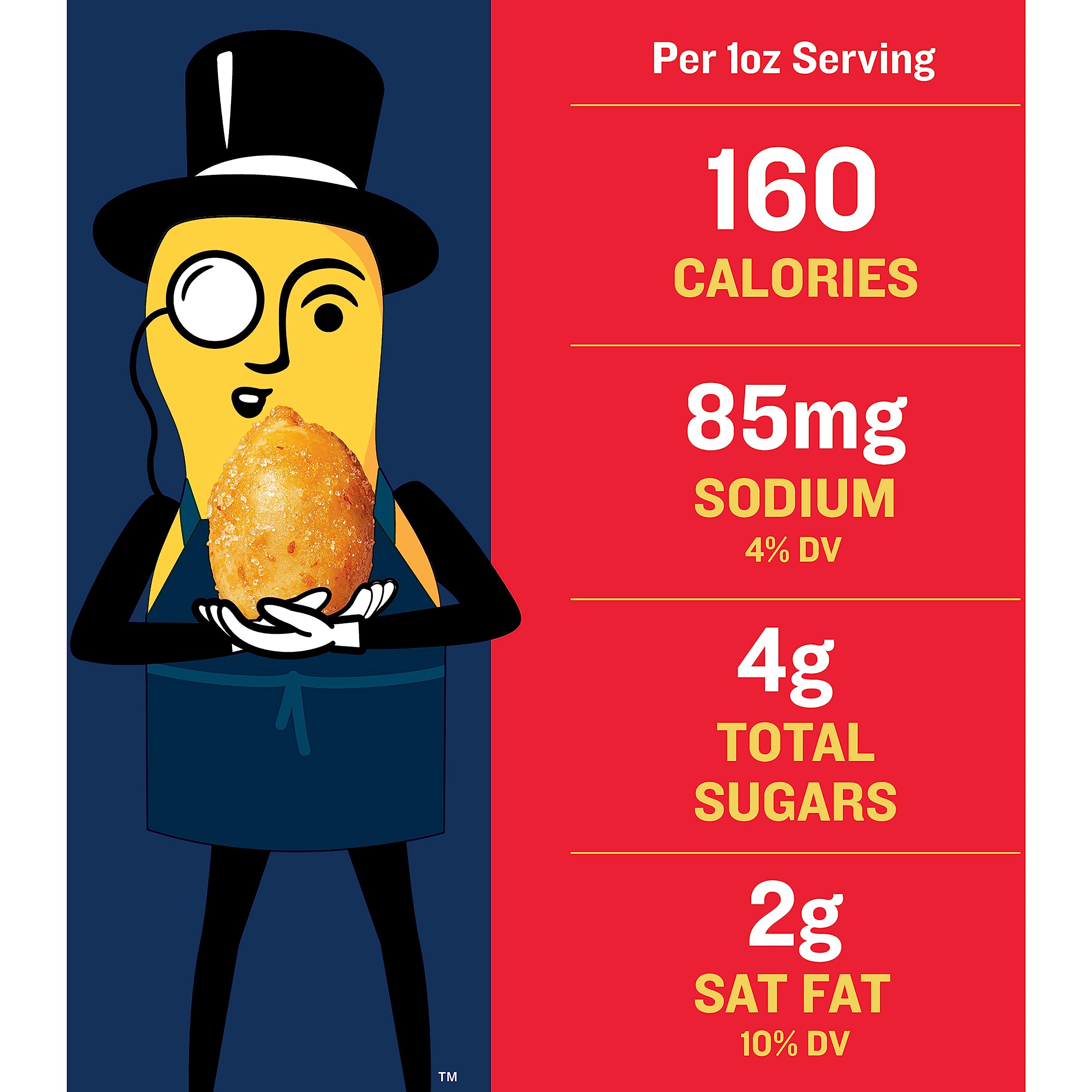PLANTERS Honey Roasted Peanuts serving size, convenient grab-and-go snack.