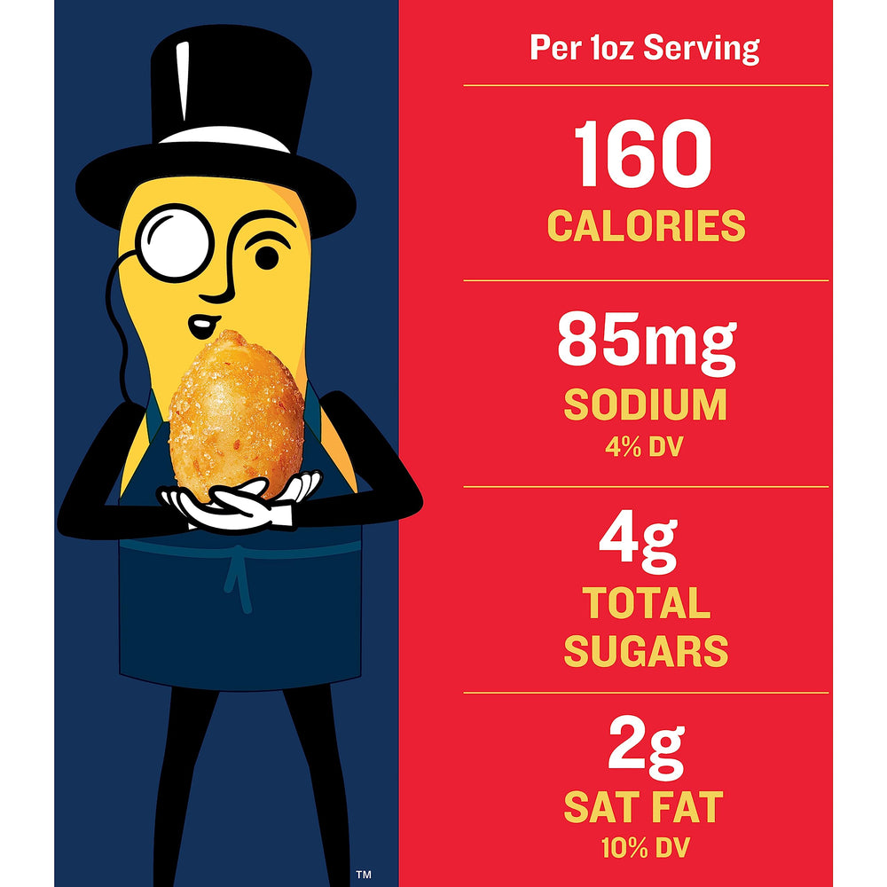 PLANTERS Honey Roasted Peanuts serving size, convenient grab-and-go snack.