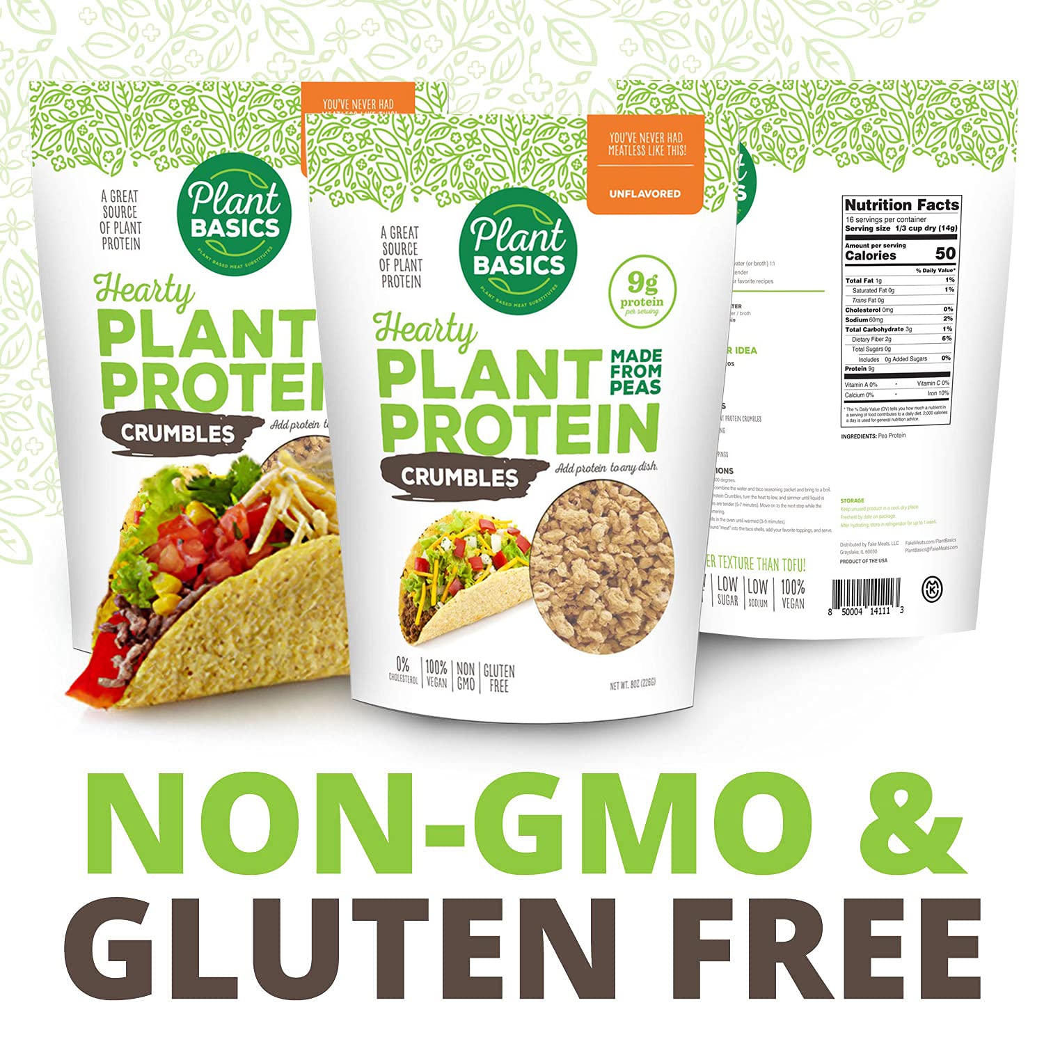 Plant Basics Hearty Plant Protein Crumbles shine in chili and casseroles.
