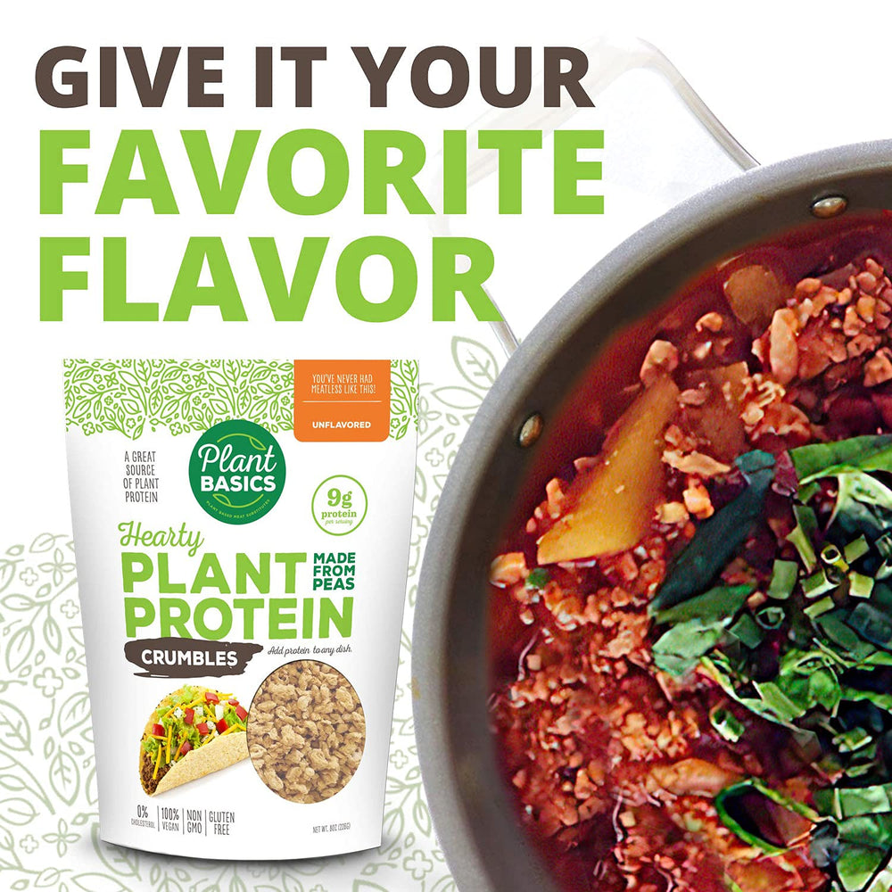 Plant Basics Hearty Plant Protein Crumbles unflavored to season to taste.