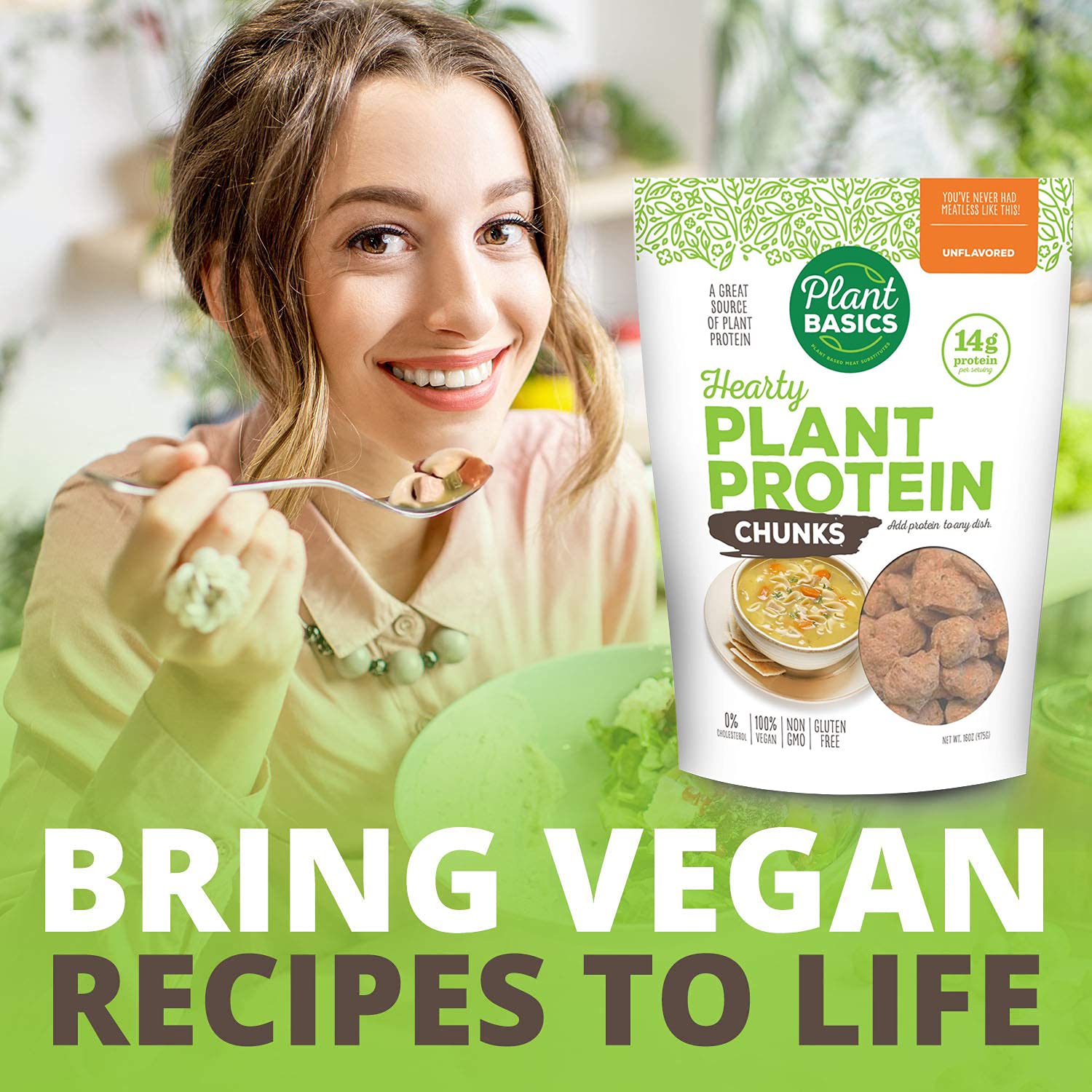 Plant Basics Hearty Protein pasta dish; boosts protein in dinners.
