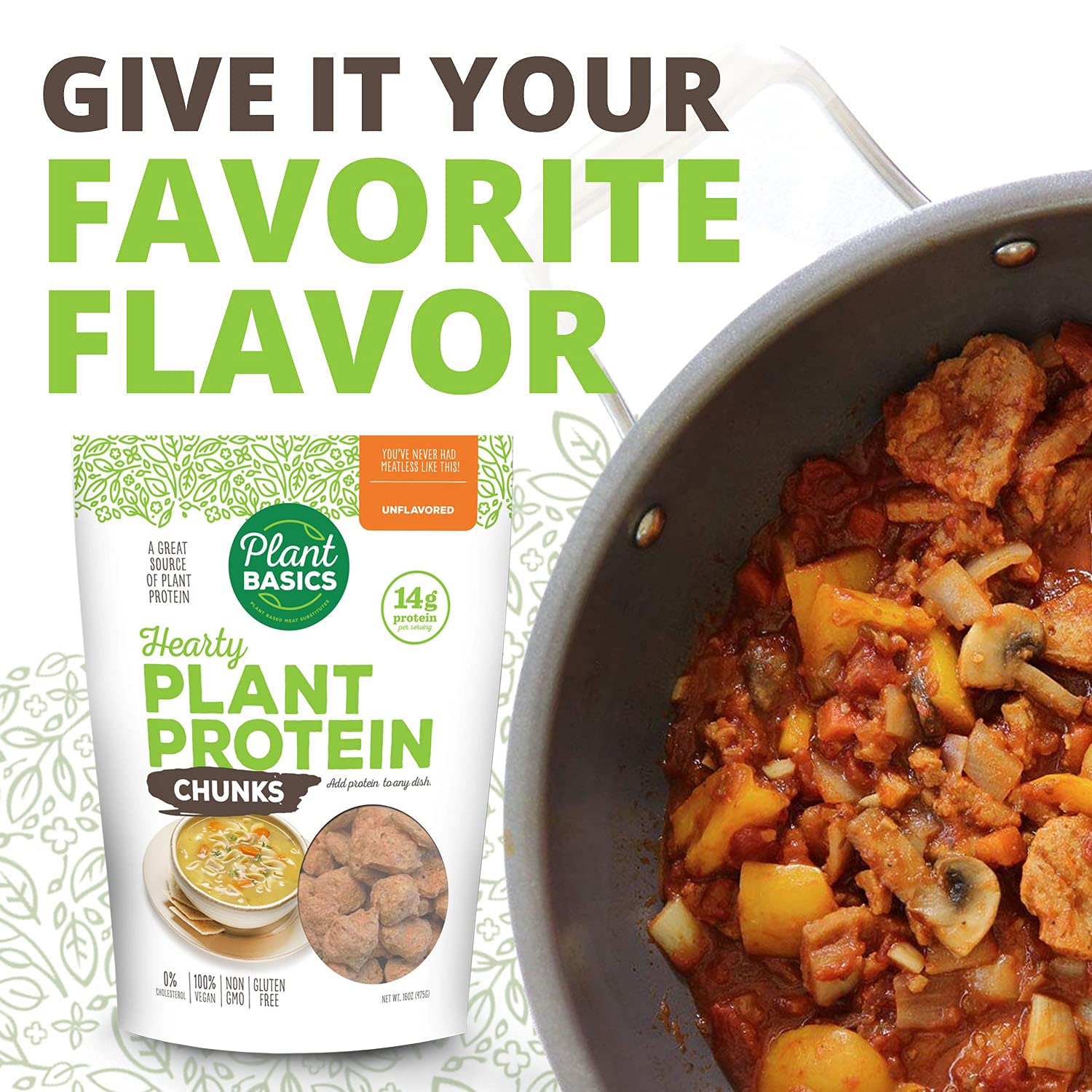 Plant Basics Hearty Protein tacos mix; protein for plant fillings.