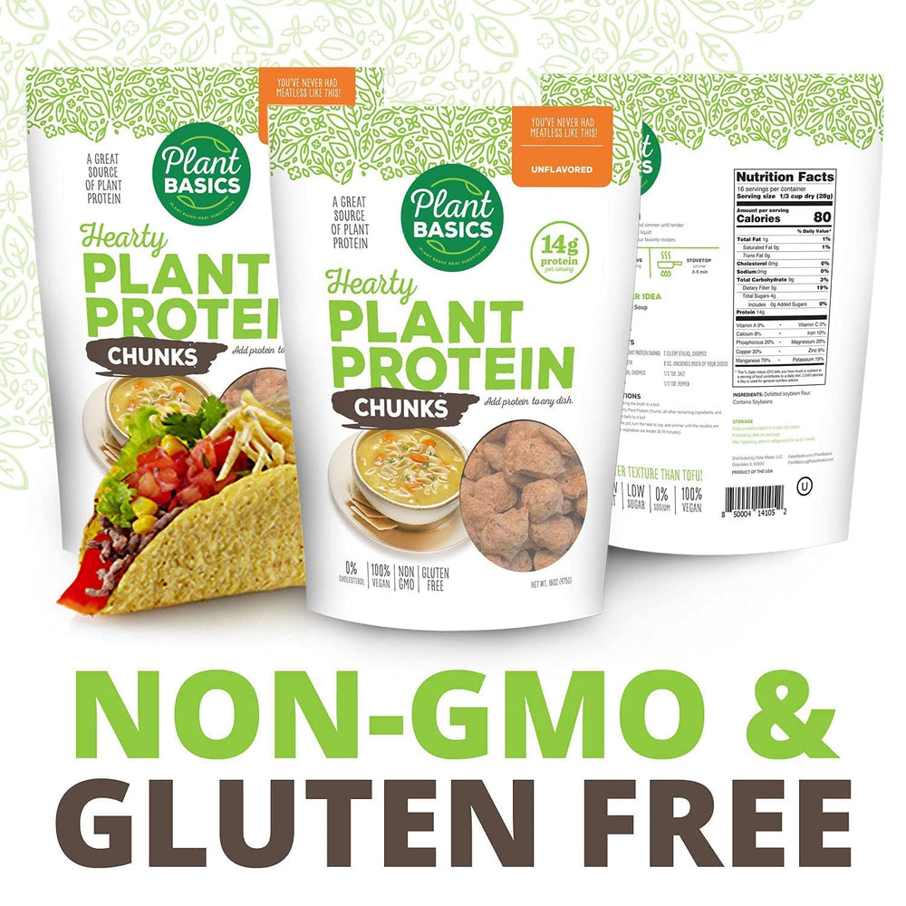 Plant Basics Non-GMO Gluten-Free label for clean, plant-based eating.