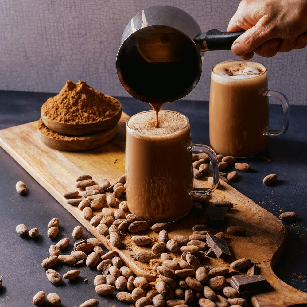 Plant Junkie cacao powder hot chocolate mug ready for cozy sips.
