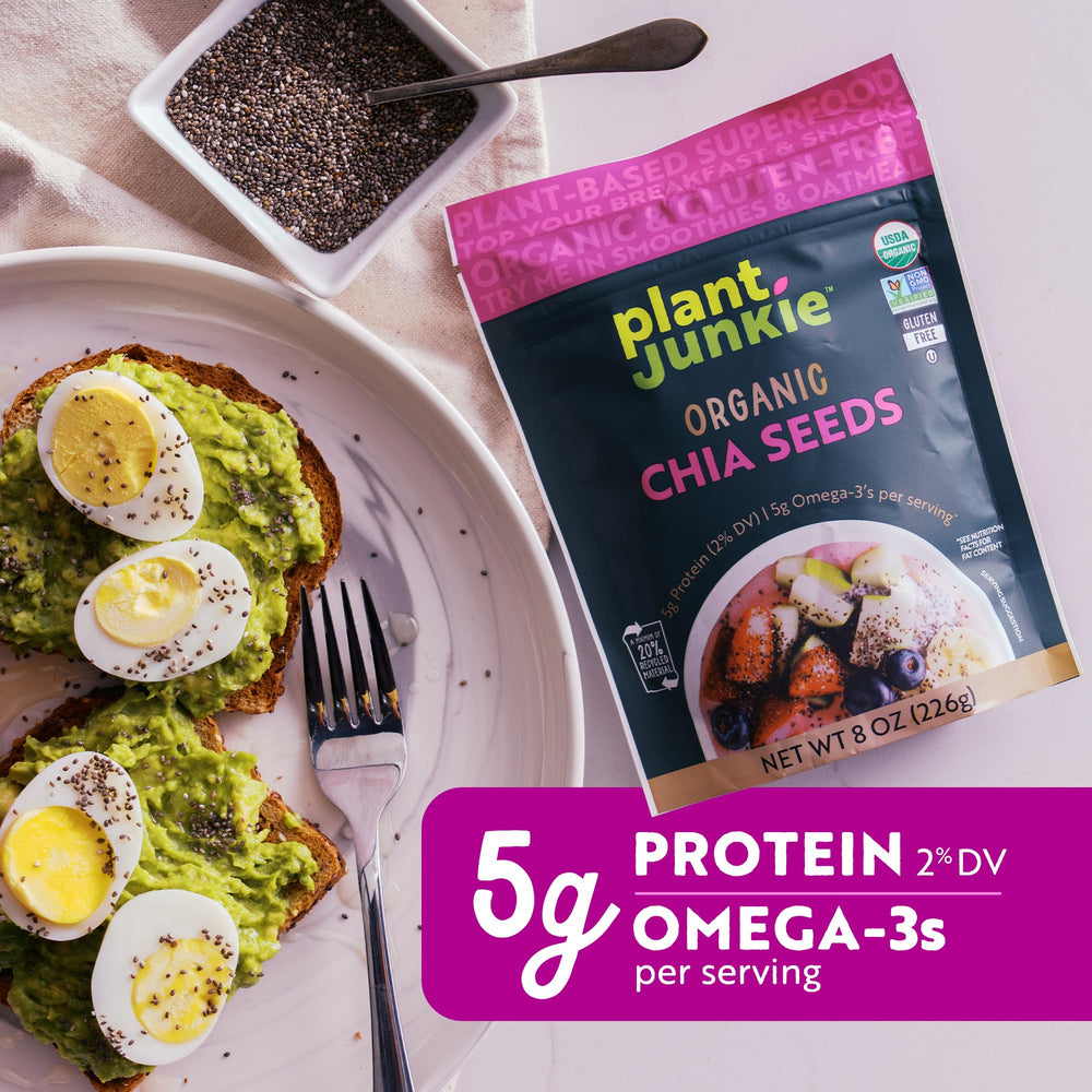 Chia seeds sprinkled on yogurt or salads for fiber-rich topping