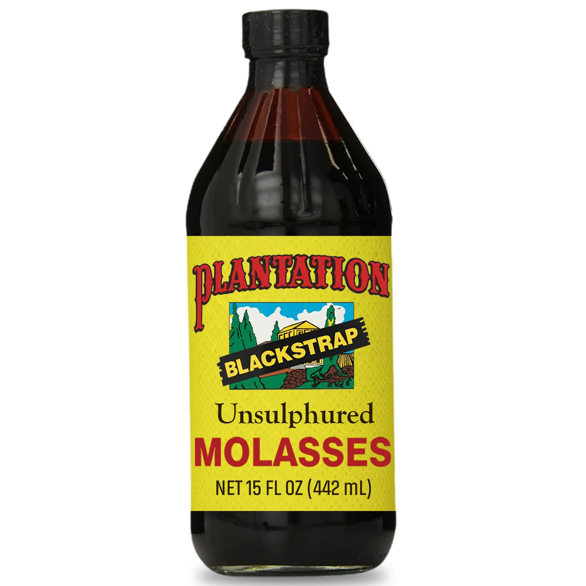 Plantation Blackstrap Molasses 15 oz bottle front view for unsulphured flavor