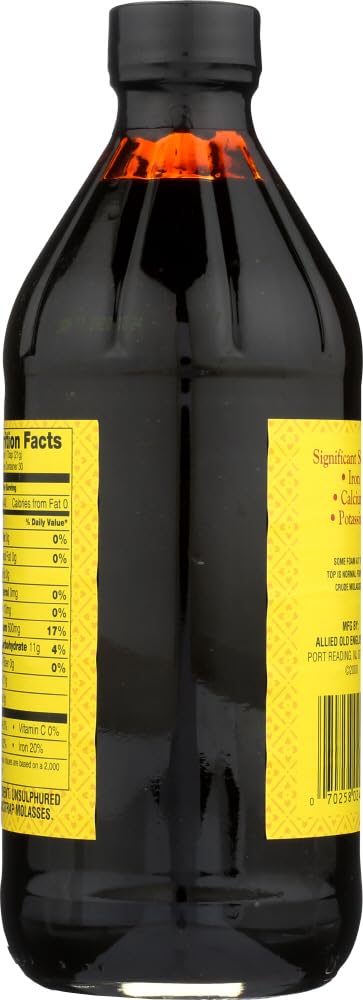 Plantation Molasses Blackstrap 15 oz in baking setup with spoons.
