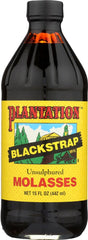 Plantation Molasses Blackstrap 15 oz bottle pour for baking and sauces.