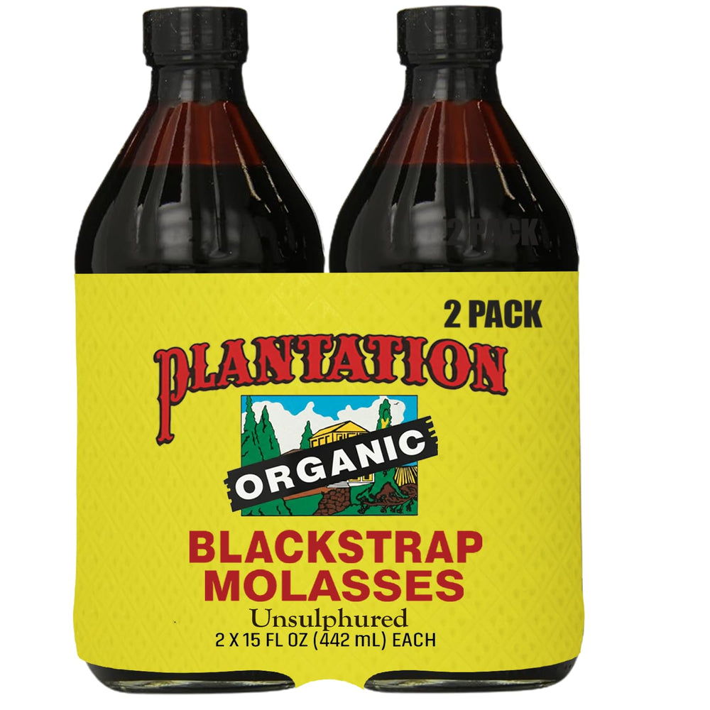 Plantation Organic Blackstrap Molasses jar shows rich color for baking