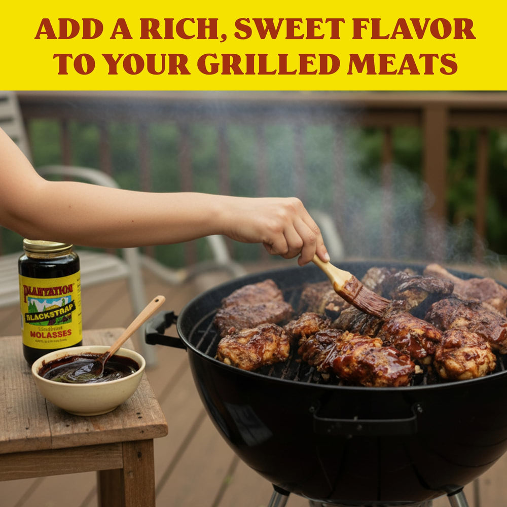 Plantation Organic Blackstrap Molasses baking ingredient with rich color and depth.