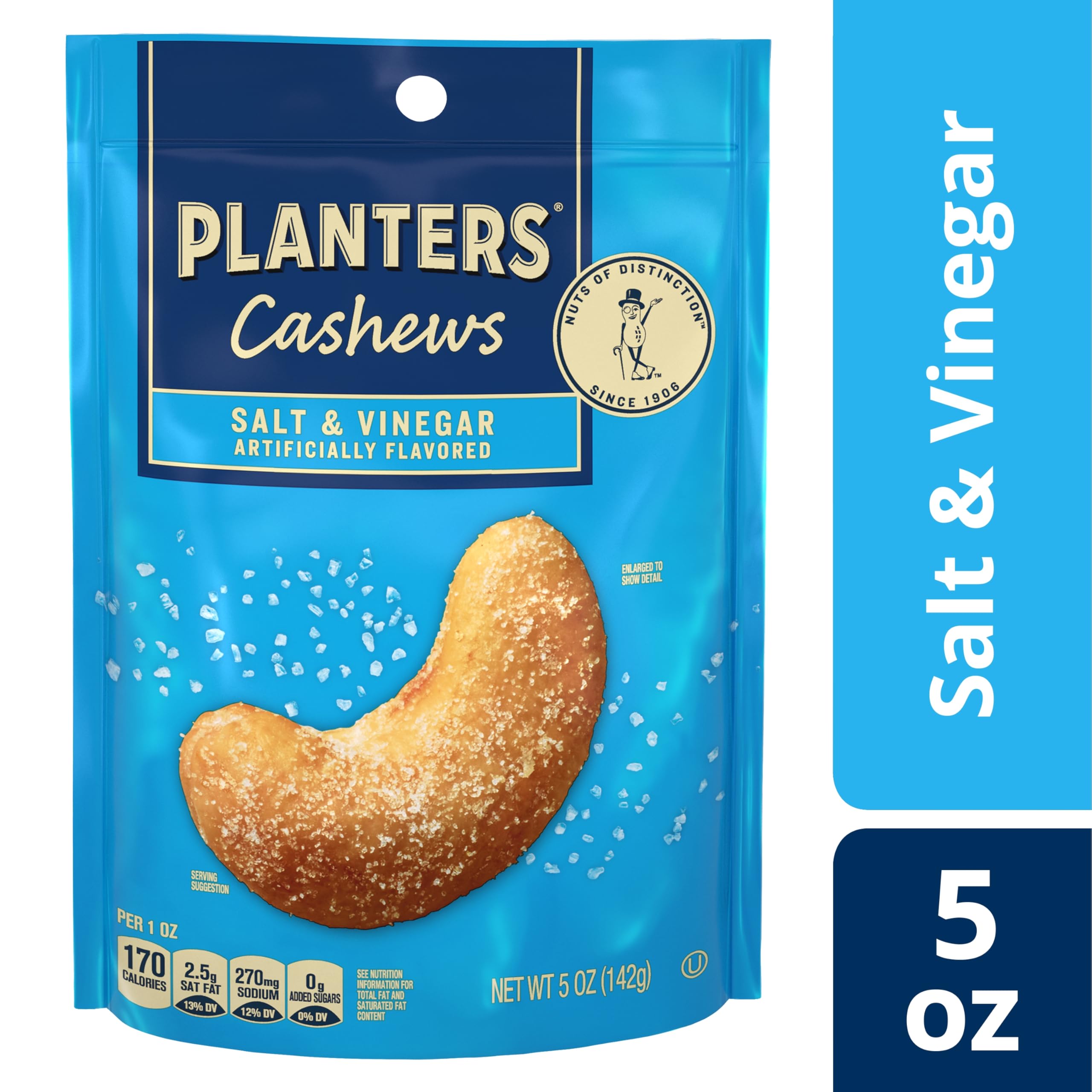 Planters cashews close-up roasted texture and crunch.