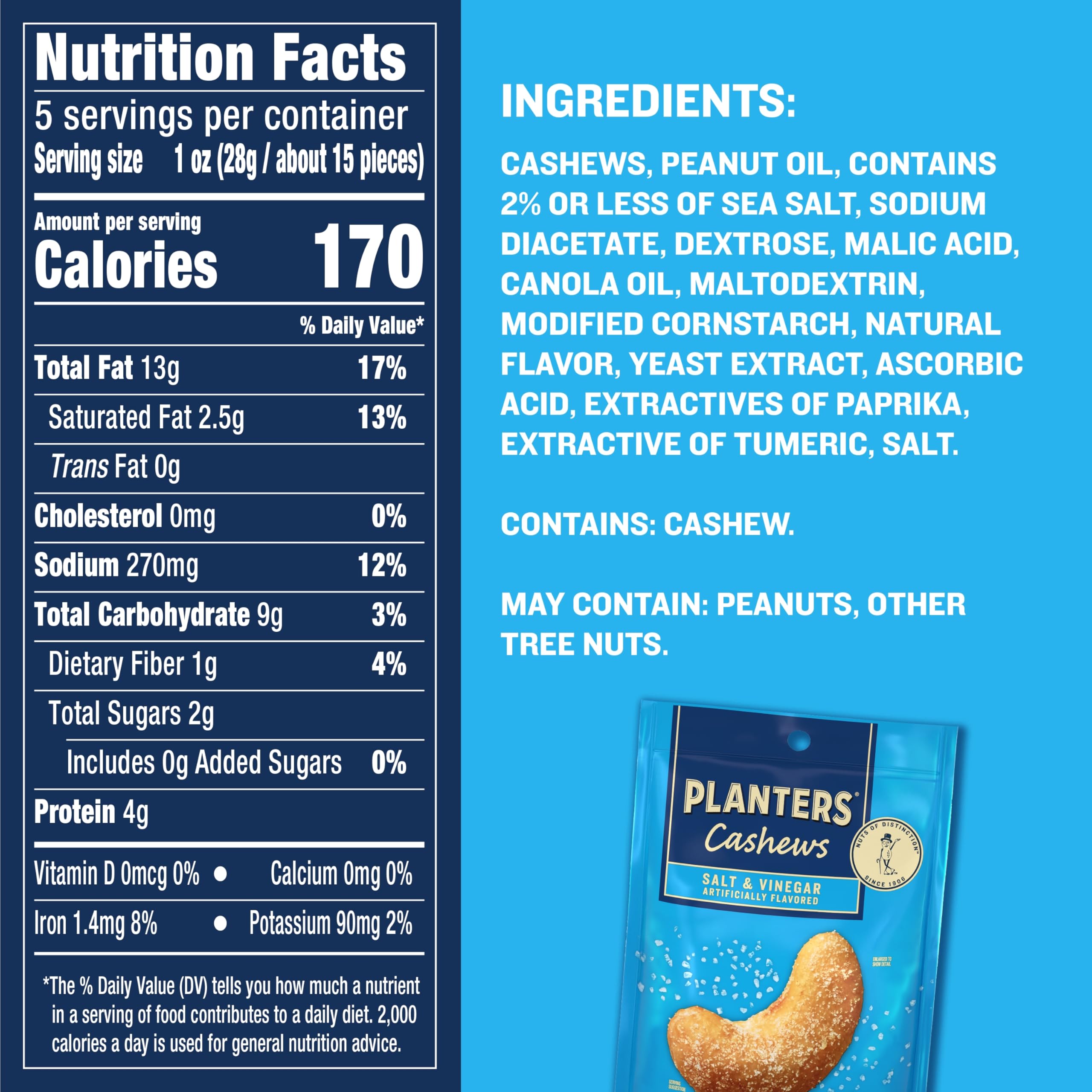 Planters cashews snack packs arranged for sharing at a party.