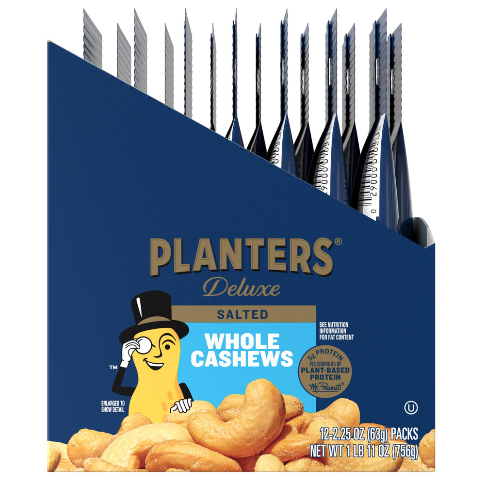 Planters Deluxe Cashews lunchbox snack, wholesome protein on the go
