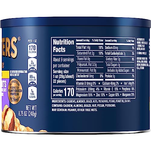 Planters Deluxe Mixed Nuts variety assortment for app and snack needs.