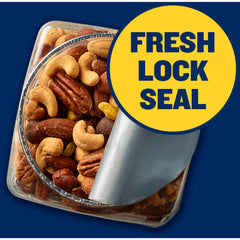 PLANTERS resealable container keeps nuts fresh after opening.
