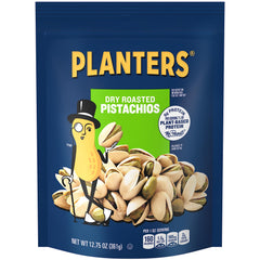 Planters Dry Roasted Pistachios close-up showing premium nuts and rich flavor