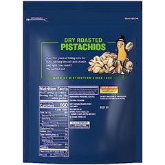 Planters Dry Roasted Pistachios bag on shelf ready to grab