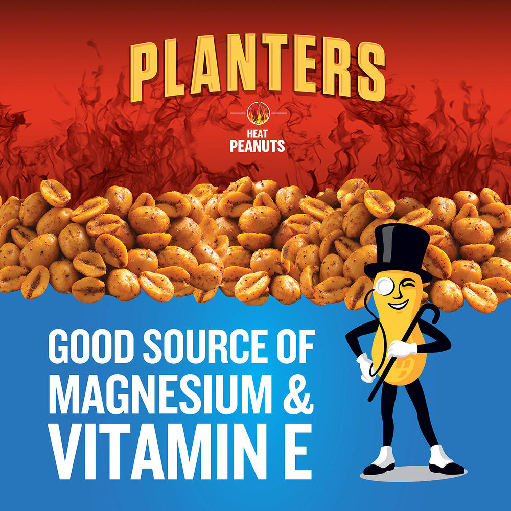 Planters Heat Peanuts Kosher-certified label for flexible snacking.