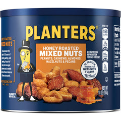 Planters Honey Roasted Mixed Nuts six-pack canisters arranged for sharing.