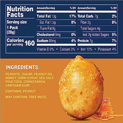 Planters Honey Roasted Peanuts 1oz serving sleeve ideal for travel snacking