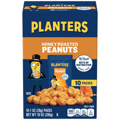 Planters Honey Roasted Peanuts box packaging for easy sharing and on-the-go snacking