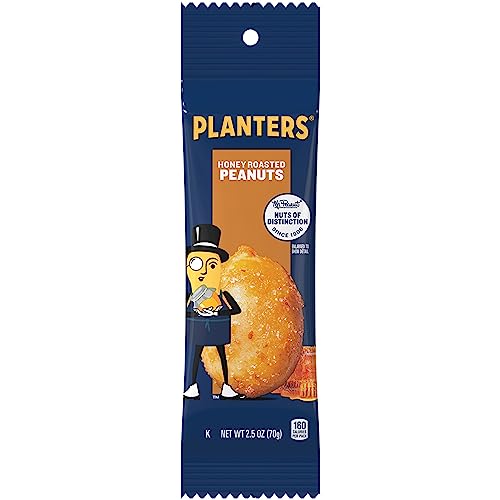 Planters Honey Roasted Peanuts closeup highlights honey coating and sea salt flavor