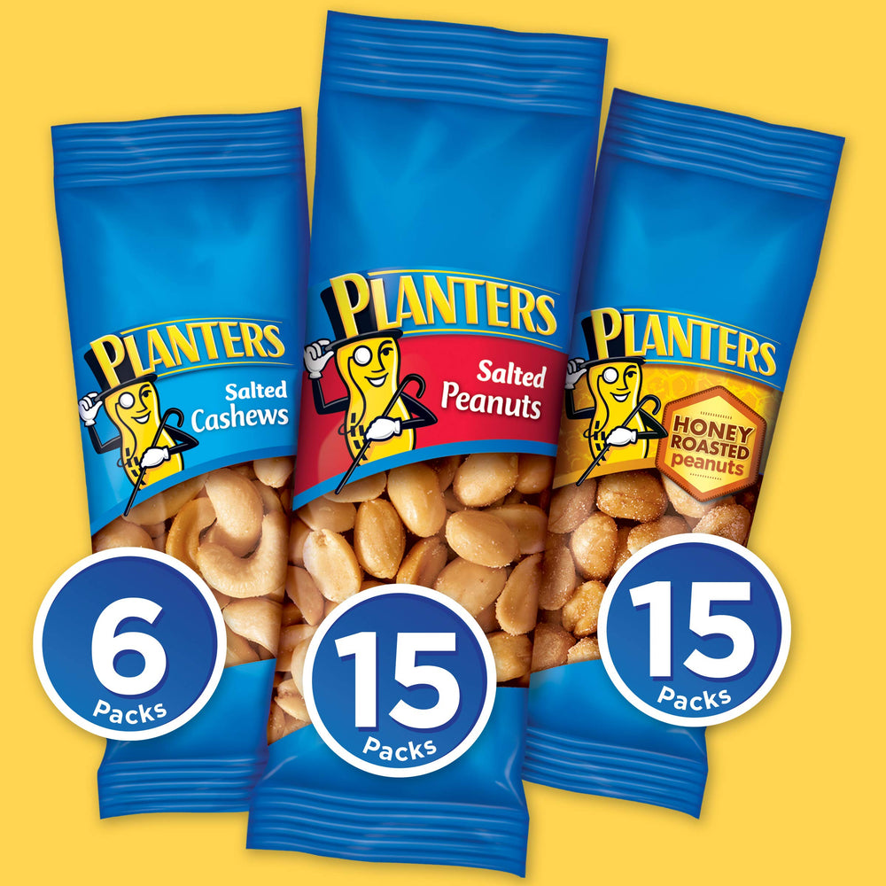 Planters honey roasted peanuts pack with sweet-roasted flavor.