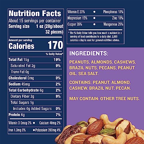 Planters Lightly Salted Mixed Nuts canister front displays resealable packaging for fresh snacking.