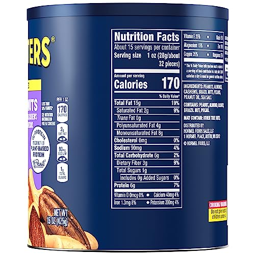 Planters Mixed Nuts almonds and cashews close-up highlighting premium variety.