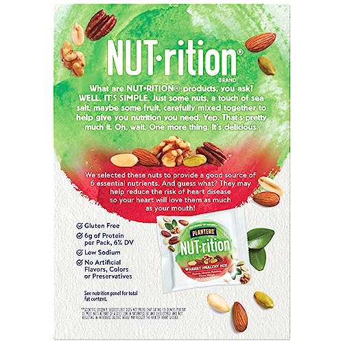 Planters NUT-rition Heart Healthy Mix gluten-free snack with fiber and protein.