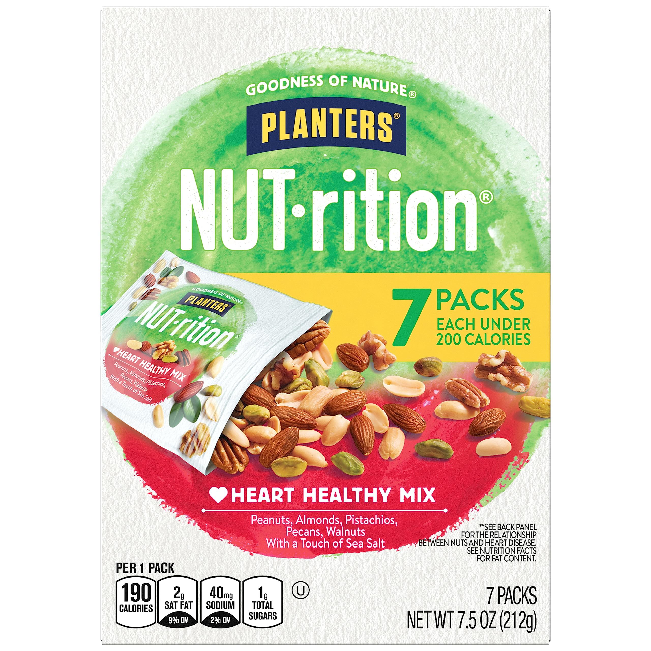 Planters NUT-rition Heart Healthy Mix box with walnuts for on-the-go snacking.