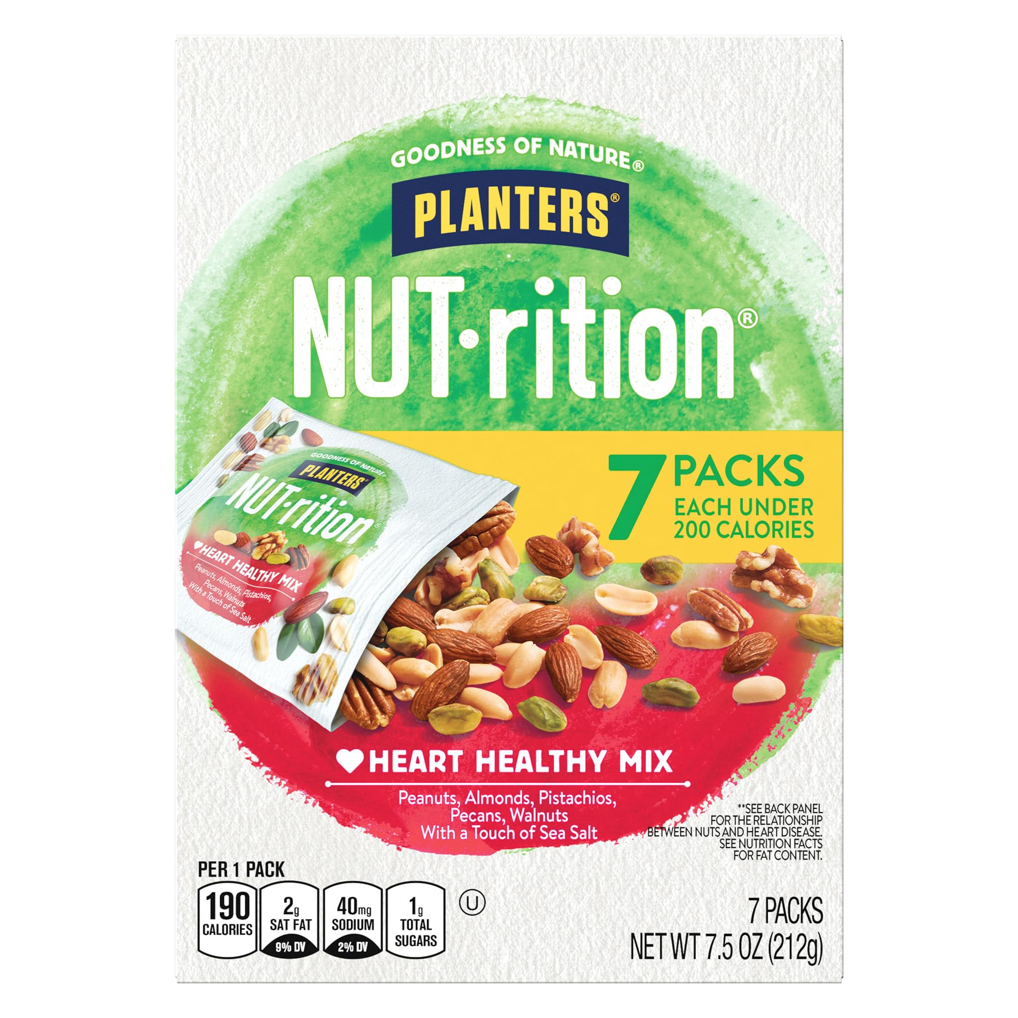 PLANTERS NUT-rition heart healthy nut mix canister showing a protein-rich snack