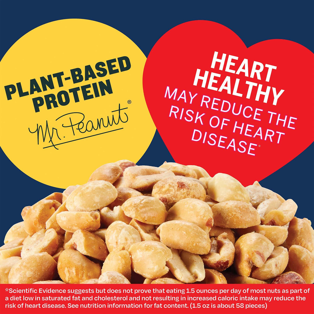 Low-sodium PLANTERS snack with 7g plant-based protein per serving.