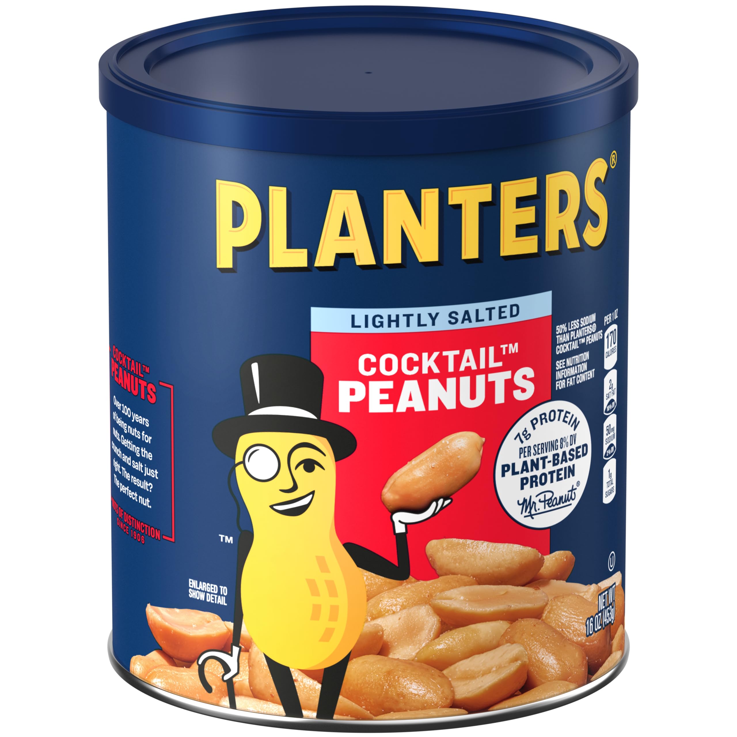 PLANTERS resealable jar keeps peanuts fresh, great for road trips and office snacking.