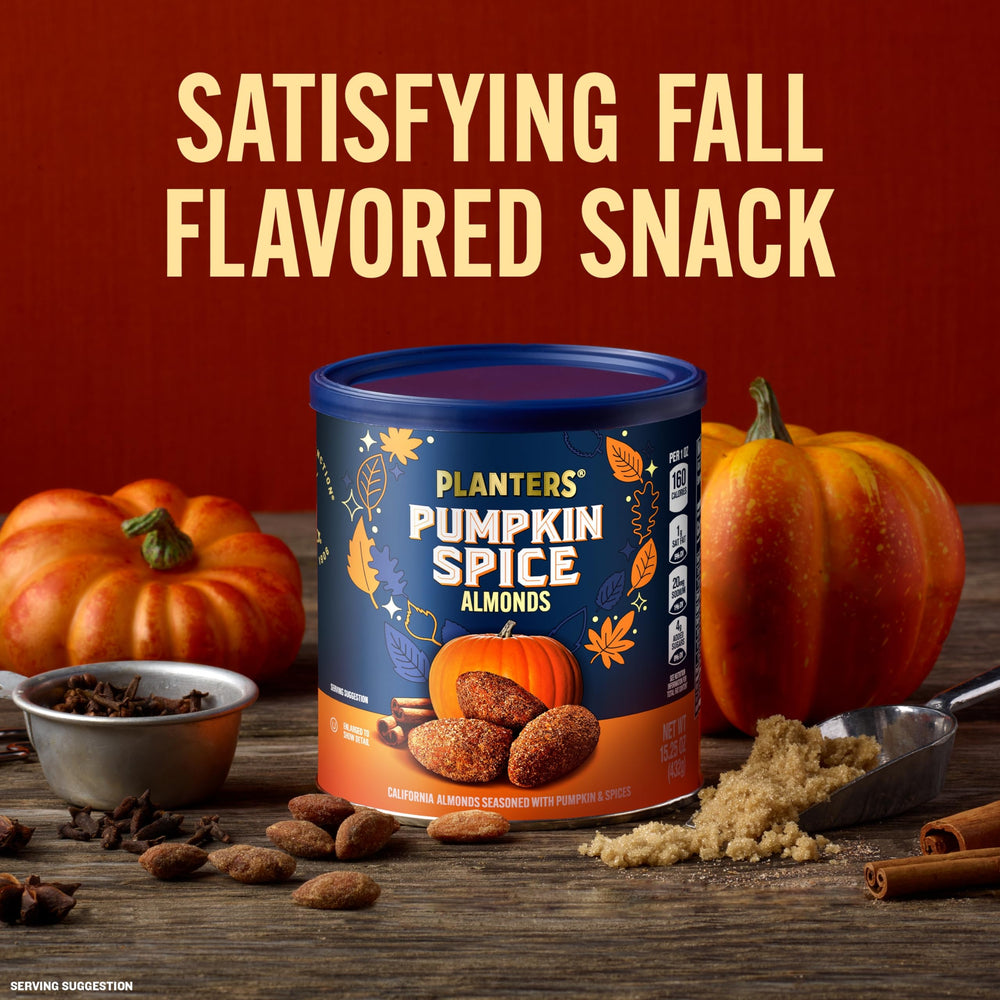 PLANTERS almonds with sea salt and brown sugar, warm autumn snack.