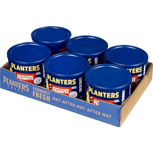 Planters 6-pack Redskins Spanish peanuts for gatherings and sharing.