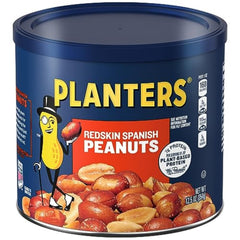Planters Redskins Spanish peanuts roasted and salted in a jar, perfect for quick snacking.
