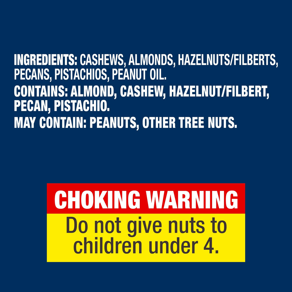 Planters roasted mixed nuts close-up, showcasing California pistachios for a protein-rich snack.