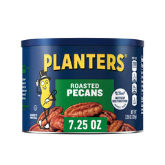 PLANTERS Roasted Pecans canister front with resealable lid for freshness