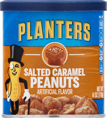 Planters Salted Caramel Peanuts close-up of roasted nuts and caramel coating