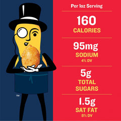Planters Salted Caramel Peanuts resealable 6-ounce canister preserves freshness.