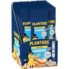 PLANTERS Salted Cashews showing 11g protein per serving for a fuel boost