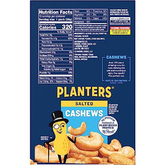 PLANTERS Salted Cashews packaging close-up with airtight seal preserving freshness