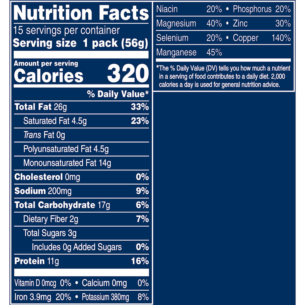 PLANTERS Salted Cashews emphasizing zero trans fat for a heart-smart option