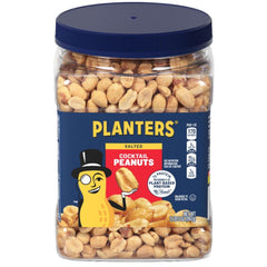 Planters Salted Cocktail Peanuts in a jar, ready-to-serve party snack.