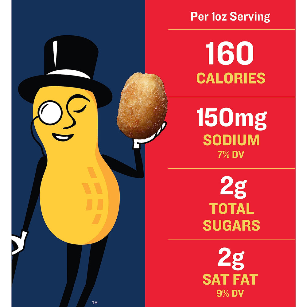 PLANTERS salted peanuts crack-open jar highlights reseal freshness for on the go