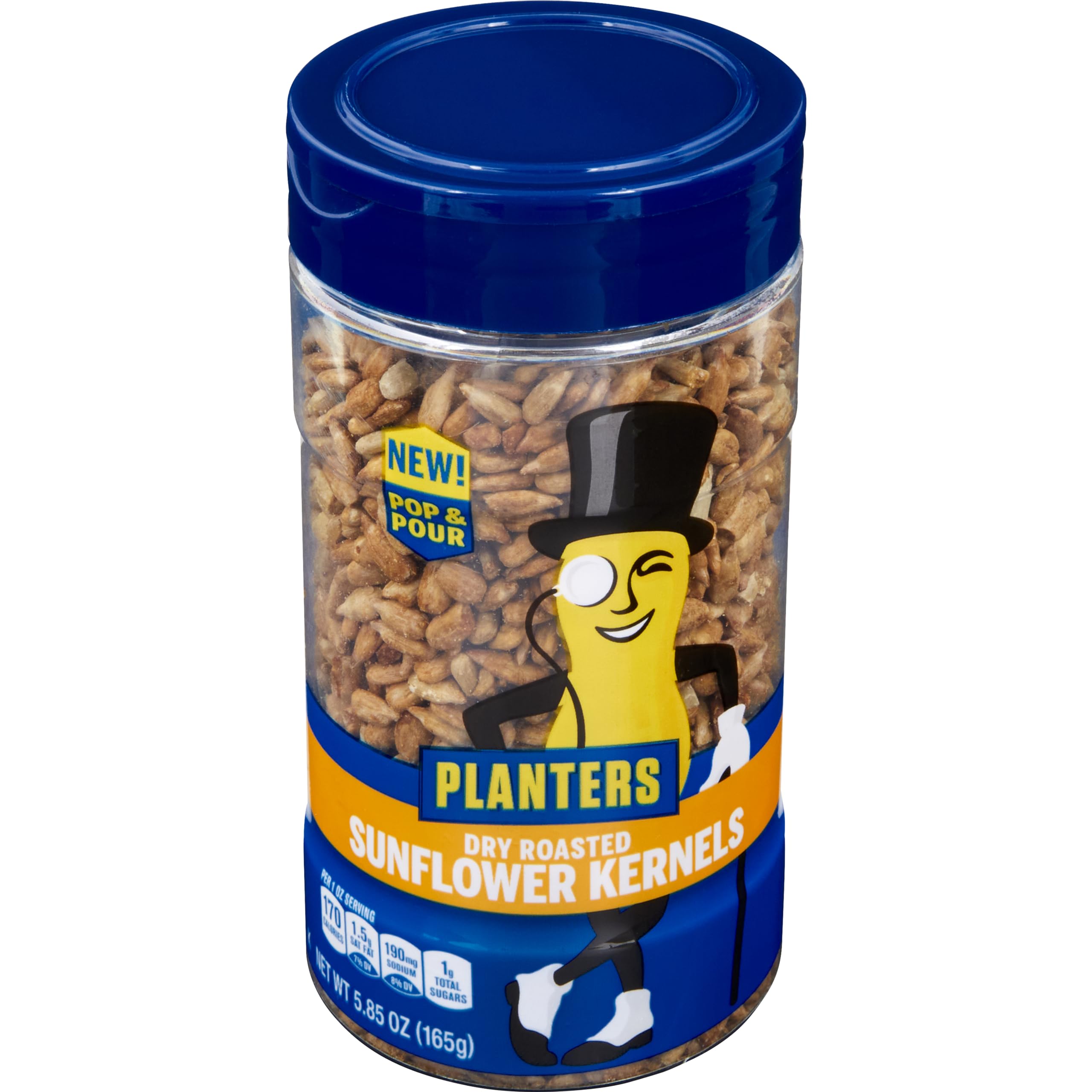 Planters dry roasted kernels ideal for on-the-go snacking in a portable jar.