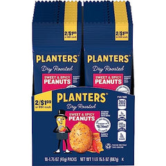 Planters Sweet & Spicy Peanuts on-the-go tote for convenient snack.
