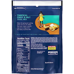 Planters Tropical Fruit and Nuts Trail Mix ingredients close up showing raisins and bananas.